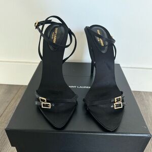 Saint Laurent Nuit 110 buckled satin sandals